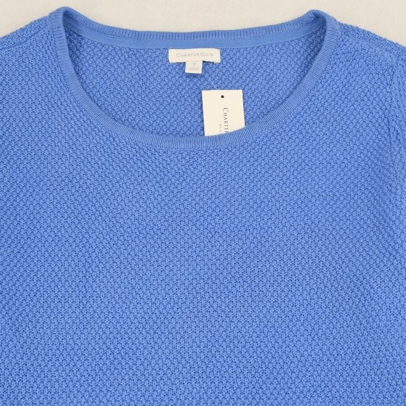 Charter Club Sweater Womens Plus Blue Seed Stitched Scoop Neck Tunic Pullover - Picture 3 of 7